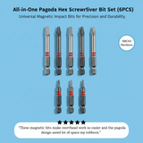 All-in-One Pagoda Hex Screwdriver Bit Set (6PCS) - Universal Magnetic Impact Bits