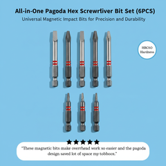 All-in-One Pagoda Hex Screwdriver Bit Set (6PCS) - Universal Magnetic Impact Bits