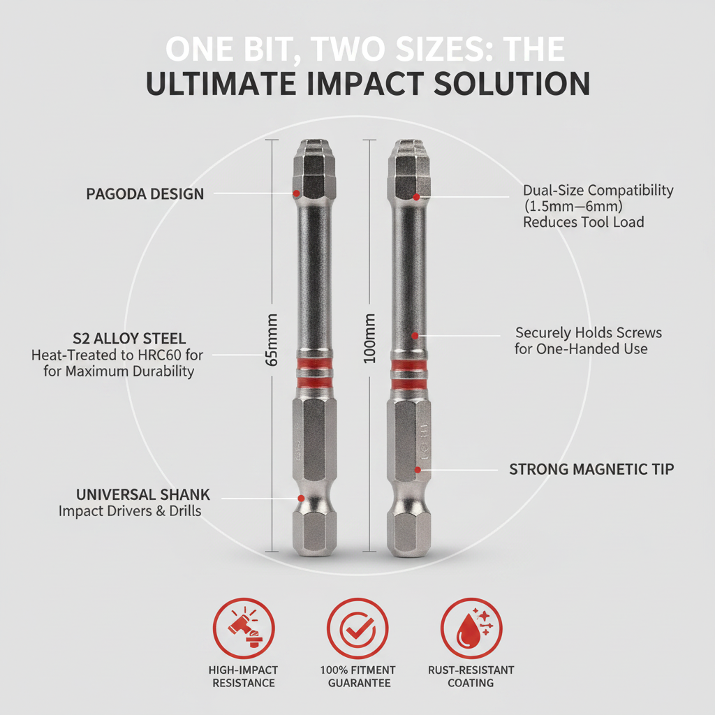 All-in-One Pagoda Hex Screwdriver Bit Set (6PCS) - Universal Magnetic Impact Bits